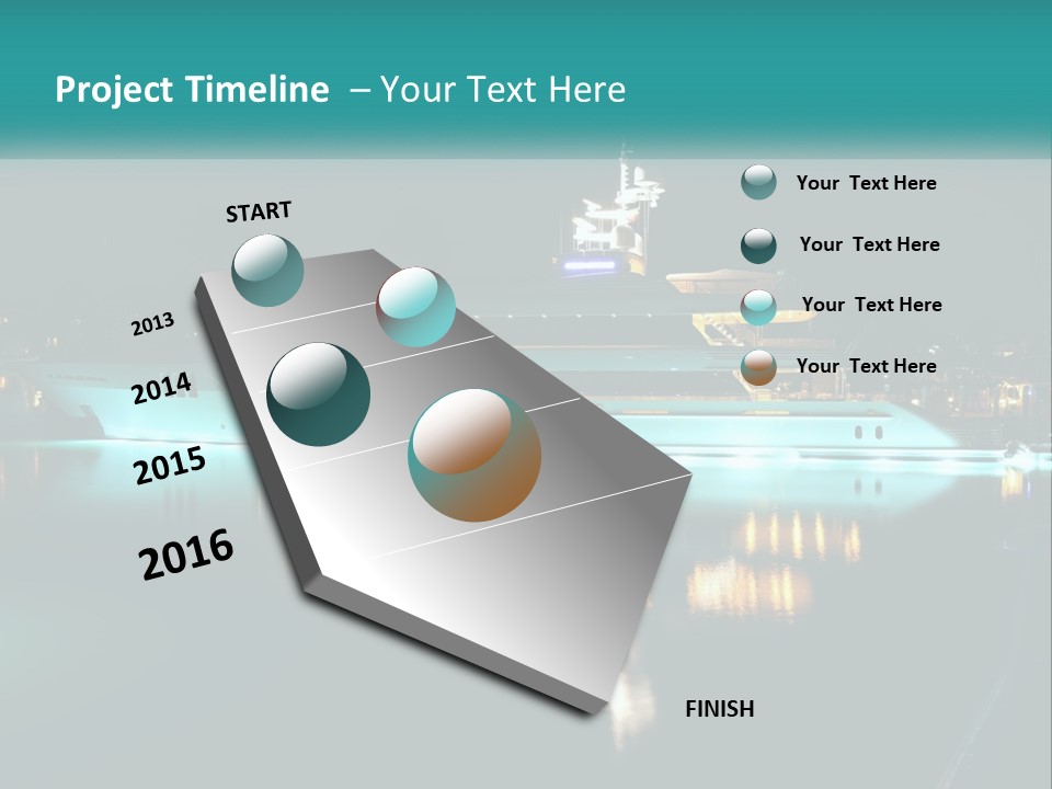 A Large White Boat In The Water At Night PowerPoint Template