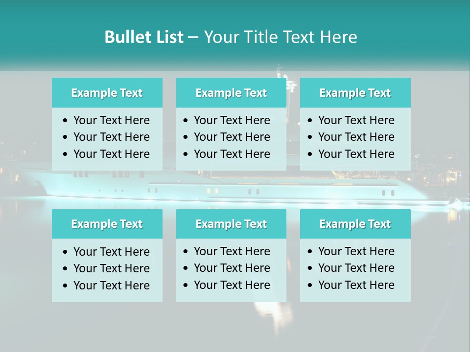 A Large White Boat In The Water At Night PowerPoint Template