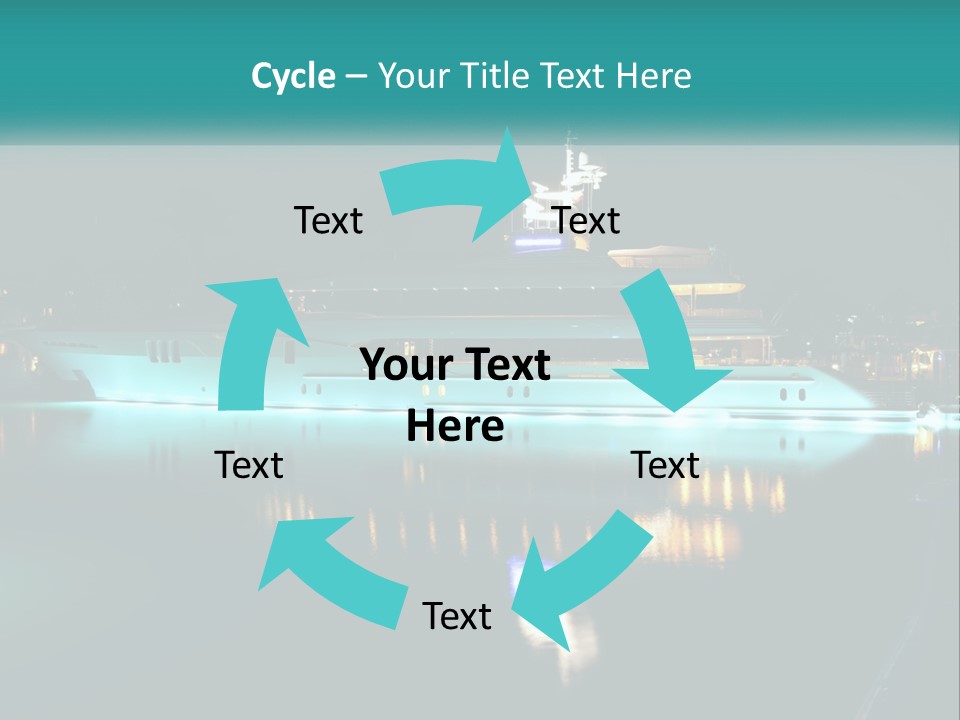 A Large White Boat In The Water At Night PowerPoint Template