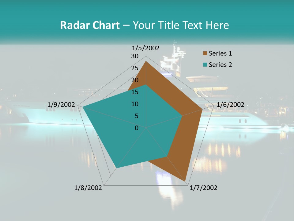A Large White Boat In The Water At Night PowerPoint Template