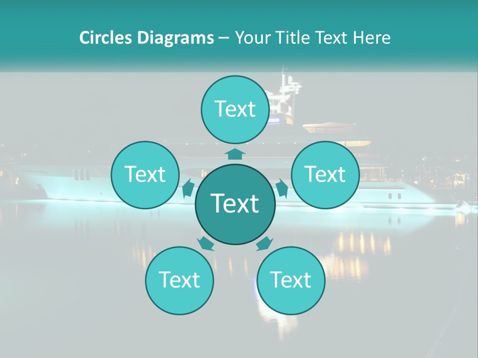 A Large White Boat In The Water At Night PowerPoint Template