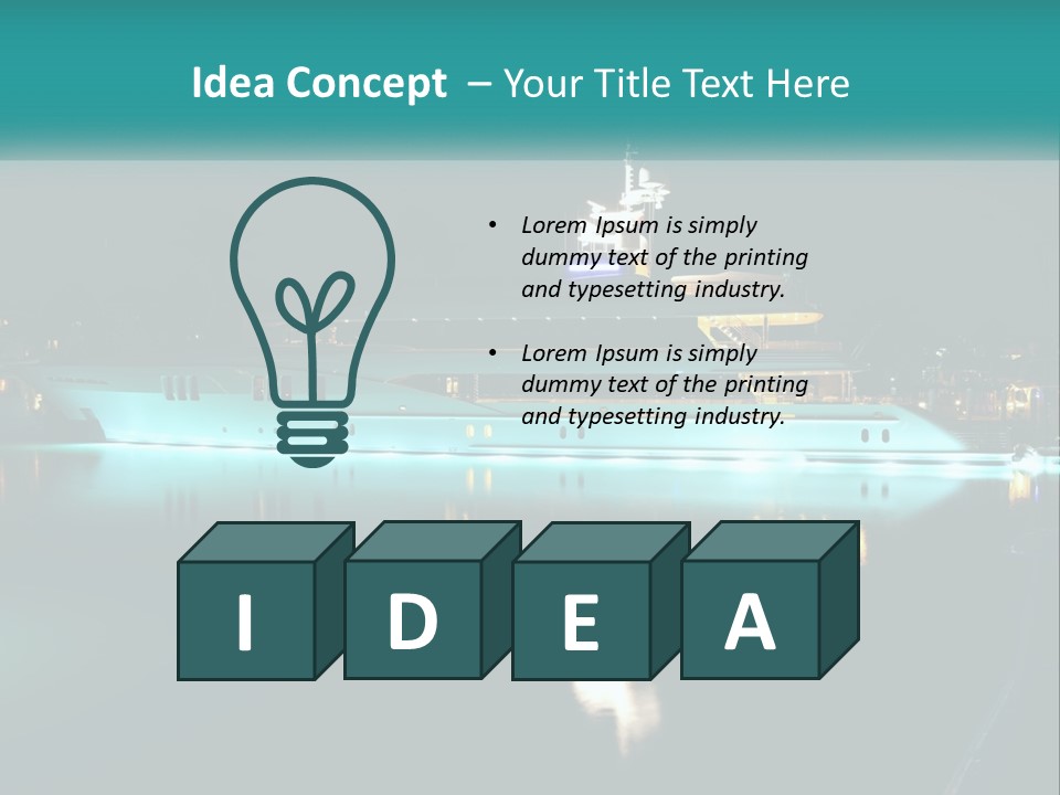 A Large White Boat In The Water At Night PowerPoint Template