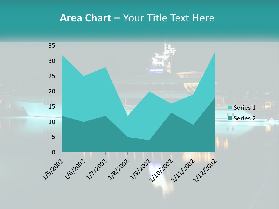 A Large White Boat In The Water At Night PowerPoint Template