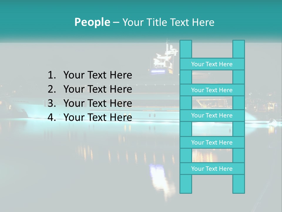 A Large White Boat In The Water At Night PowerPoint Template