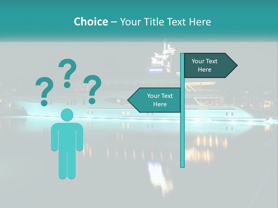 A Large White Boat In The Water At Night PowerPoint Template