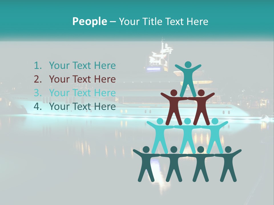 A Large White Boat In The Water At Night PowerPoint Template