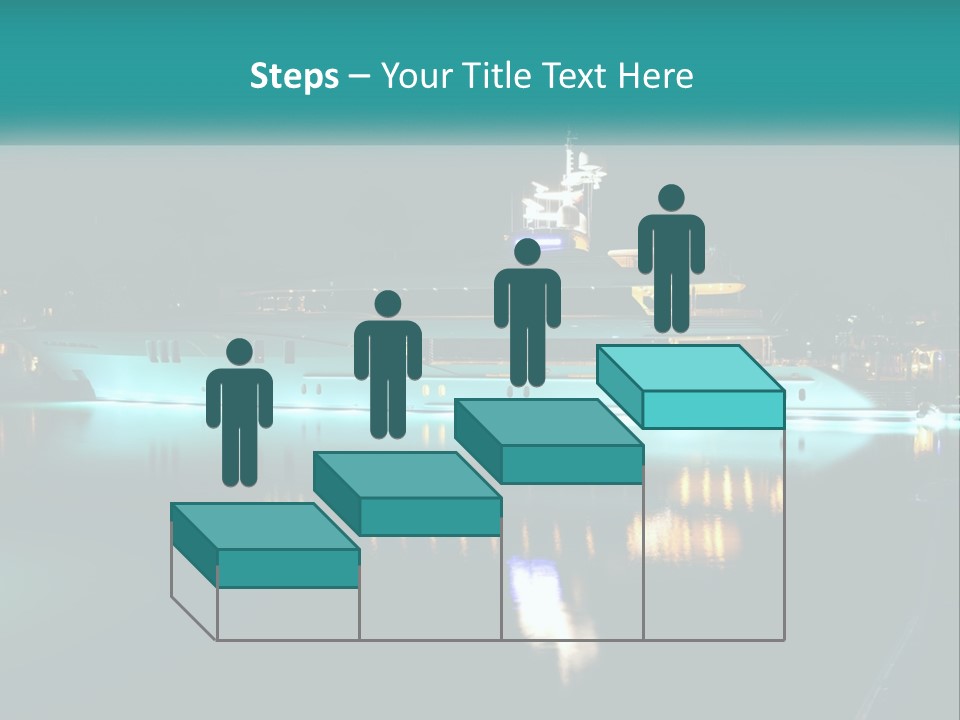 A Large White Boat In The Water At Night PowerPoint Template