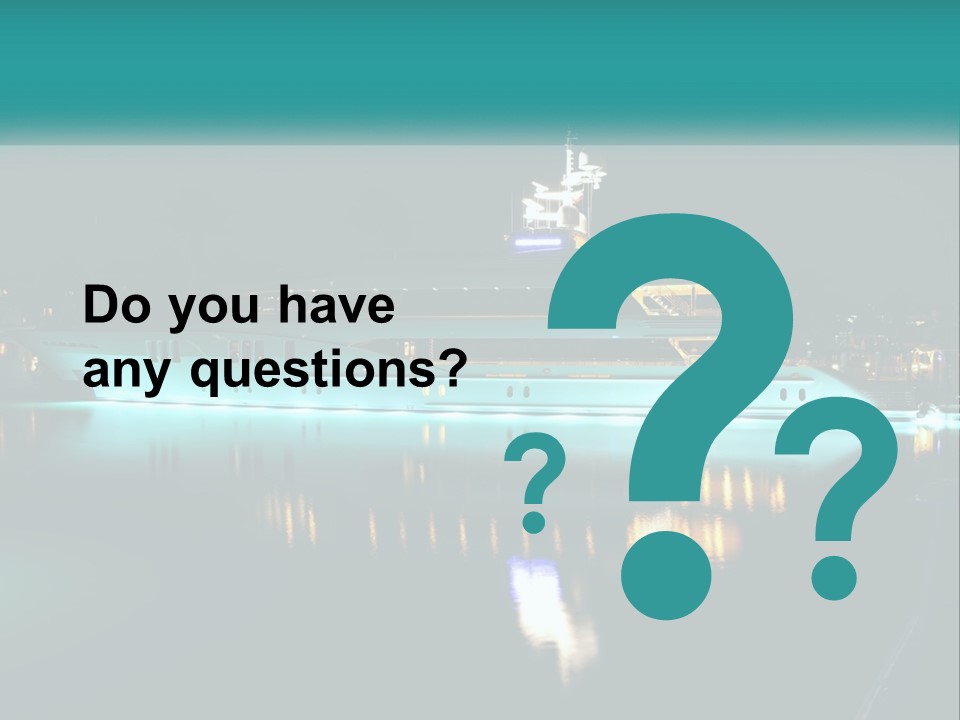 A Large White Boat In The Water At Night PowerPoint Template