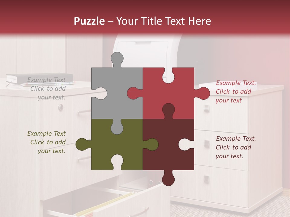 A Computer Desk With A Printer On Top Of It PowerPoint Template