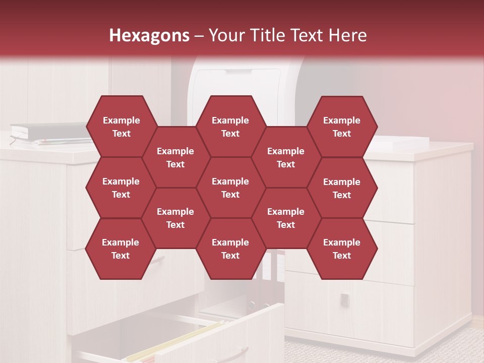 A Computer Desk With A Printer On Top Of It PowerPoint Template