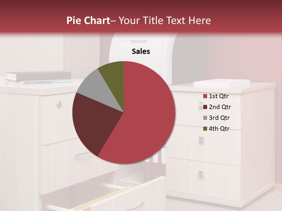 A Computer Desk With A Printer On Top Of It PowerPoint Template