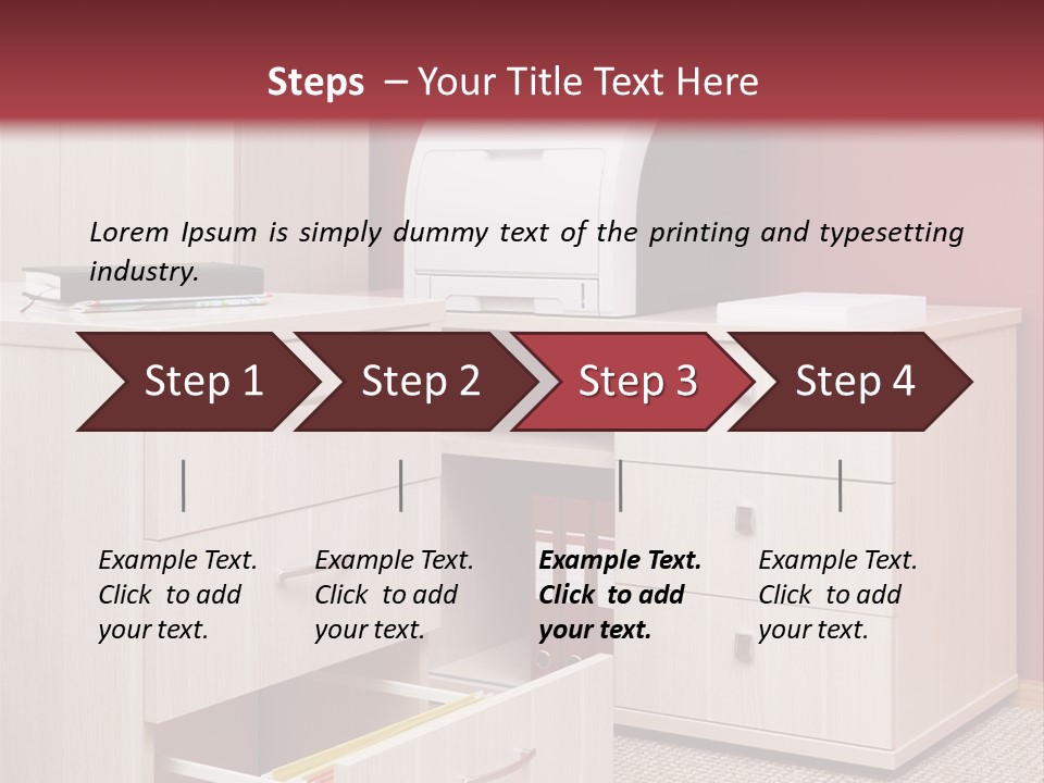 A Computer Desk With A Printer On Top Of It PowerPoint Template