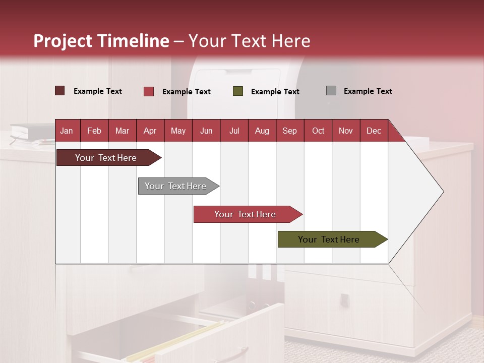 A Computer Desk With A Printer On Top Of It PowerPoint Template
