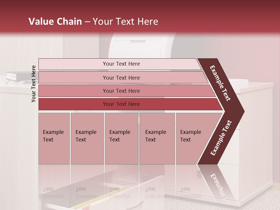 A Computer Desk With A Printer On Top Of It PowerPoint Template