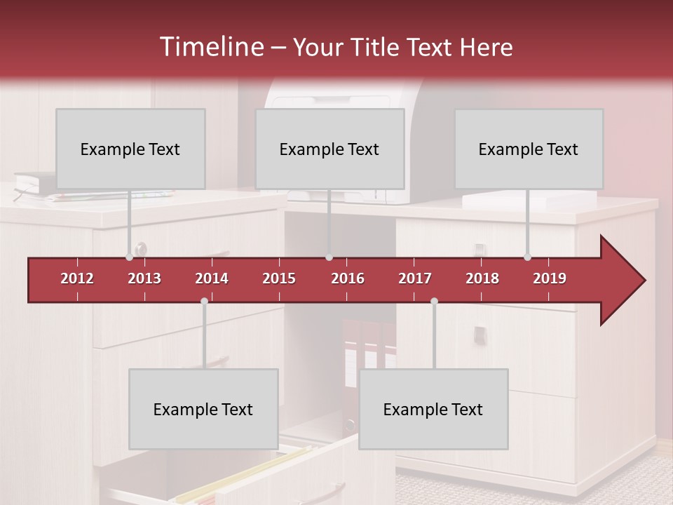 A Computer Desk With A Printer On Top Of It PowerPoint Template