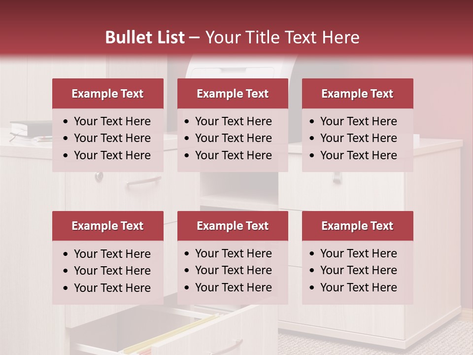 A Computer Desk With A Printer On Top Of It PowerPoint Template