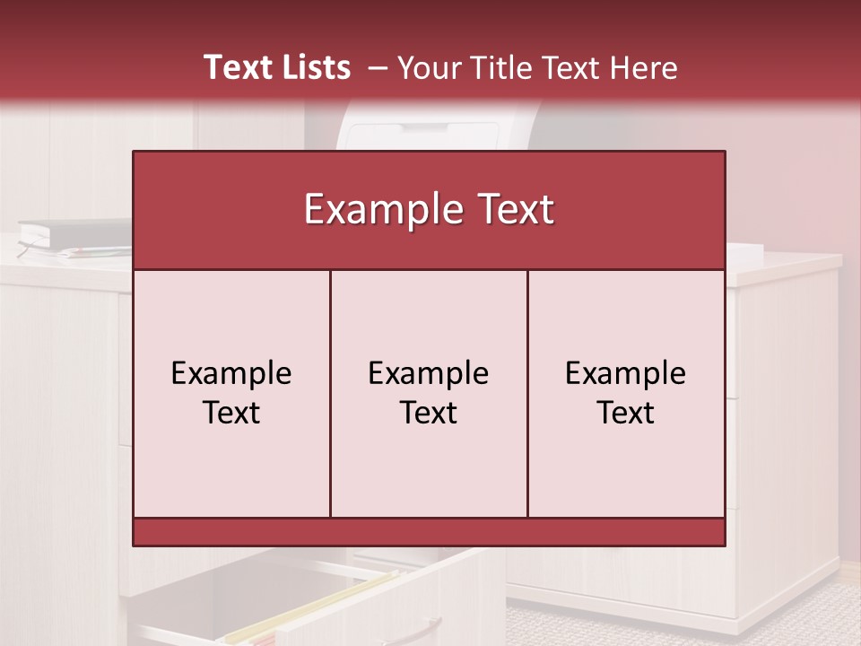 A Computer Desk With A Printer On Top Of It PowerPoint Template