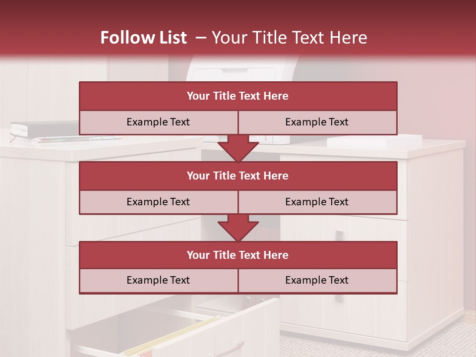 A Computer Desk With A Printer On Top Of It PowerPoint Template