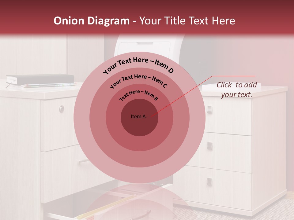 A Computer Desk With A Printer On Top Of It PowerPoint Template
