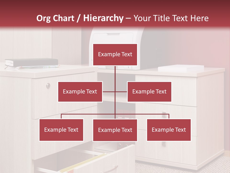 A Computer Desk With A Printer On Top Of It PowerPoint Template