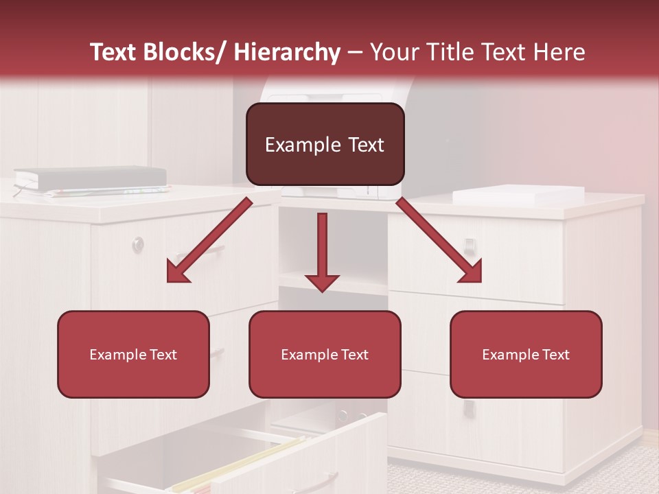 A Computer Desk With A Printer On Top Of It PowerPoint Template