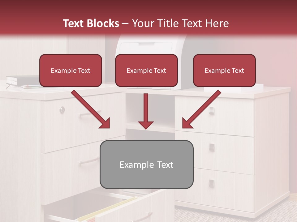 A Computer Desk With A Printer On Top Of It PowerPoint Template