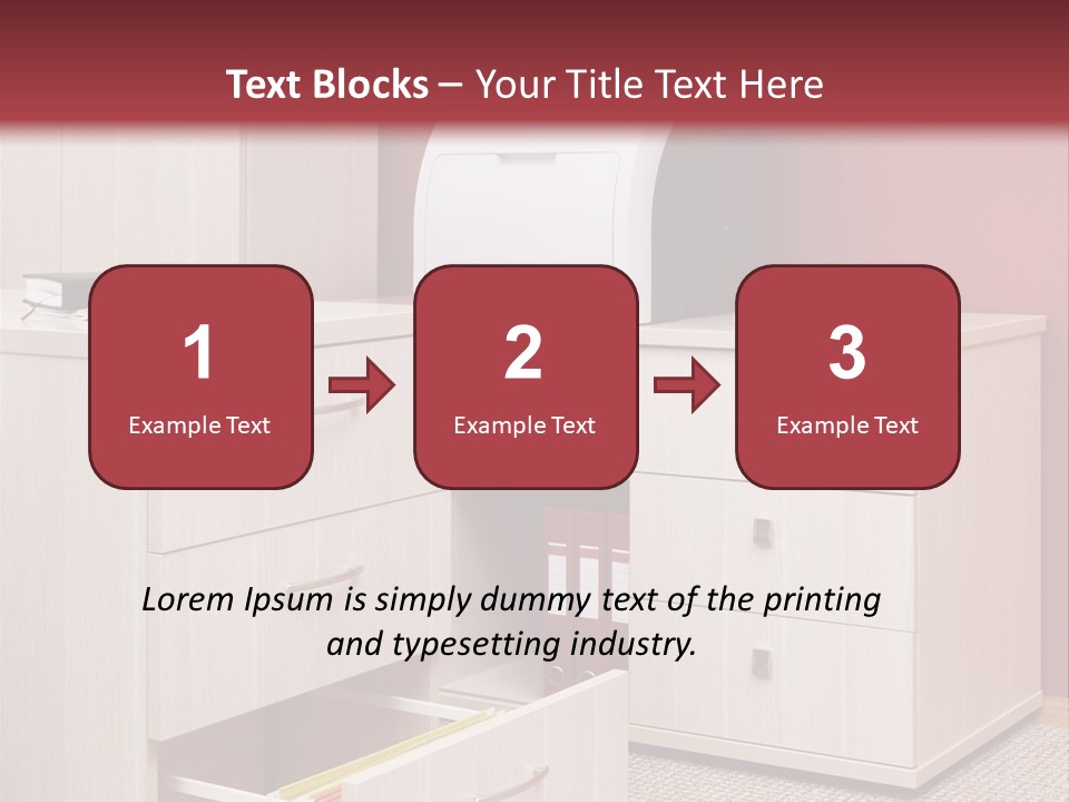 A Computer Desk With A Printer On Top Of It PowerPoint Template