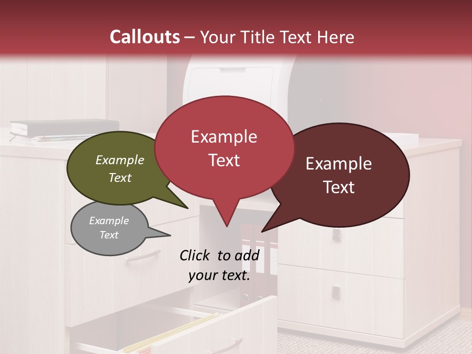 A Computer Desk With A Printer On Top Of It PowerPoint Template