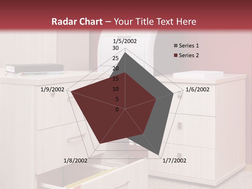 A Computer Desk With A Printer On Top Of It PowerPoint Template