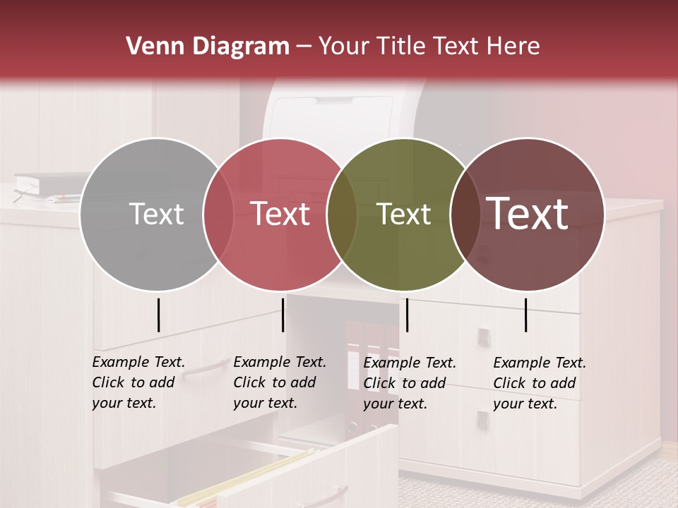 A Computer Desk With A Printer On Top Of It PowerPoint Template