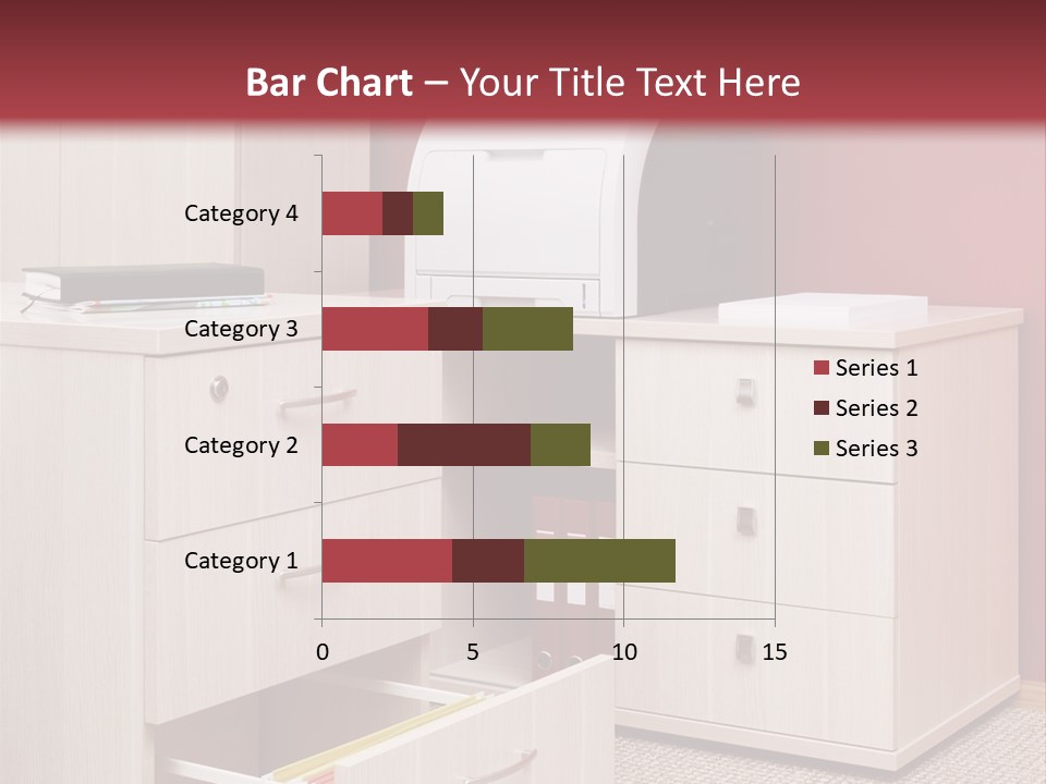 A Computer Desk With A Printer On Top Of It PowerPoint Template