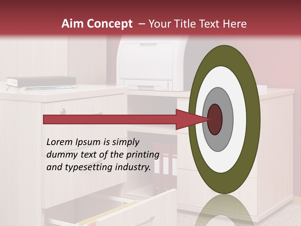 A Computer Desk With A Printer On Top Of It PowerPoint Template