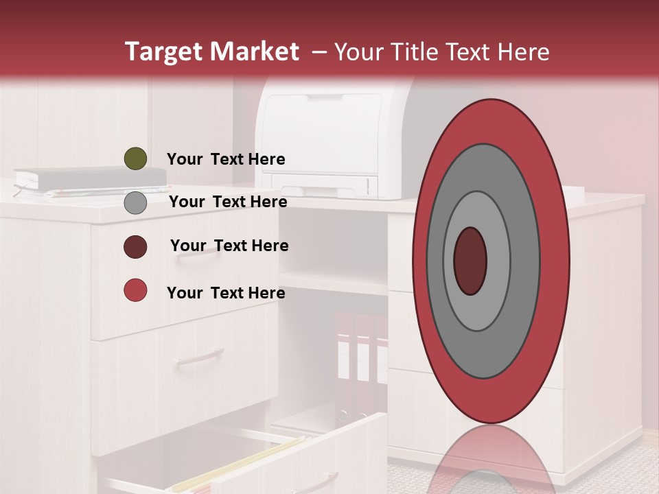 A Computer Desk With A Printer On Top Of It PowerPoint Template