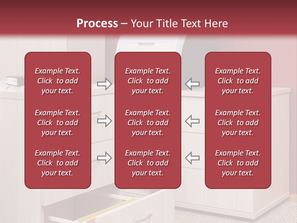A Computer Desk With A Printer On Top Of It PowerPoint Template