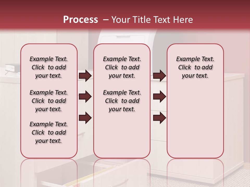 A Computer Desk With A Printer On Top Of It PowerPoint Template