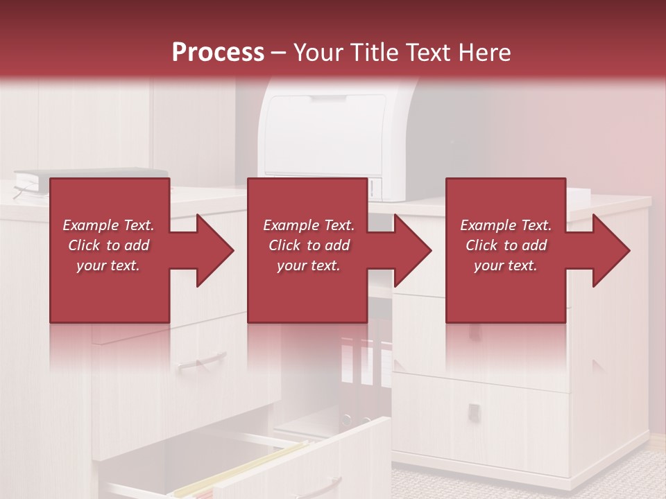 A Computer Desk With A Printer On Top Of It PowerPoint Template
