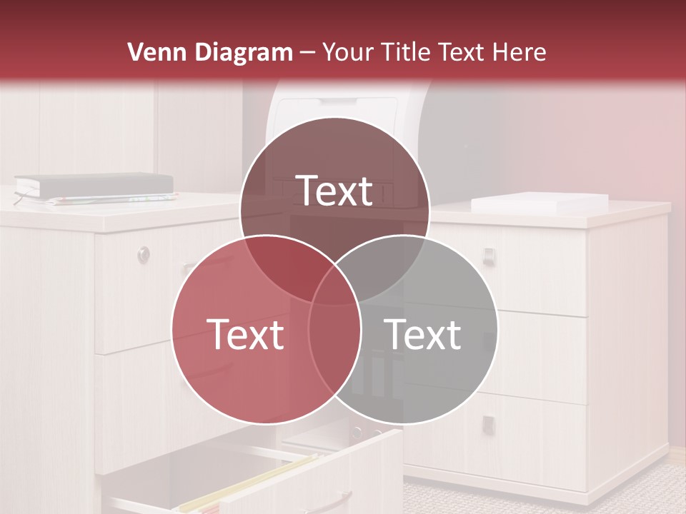 A Computer Desk With A Printer On Top Of It PowerPoint Template