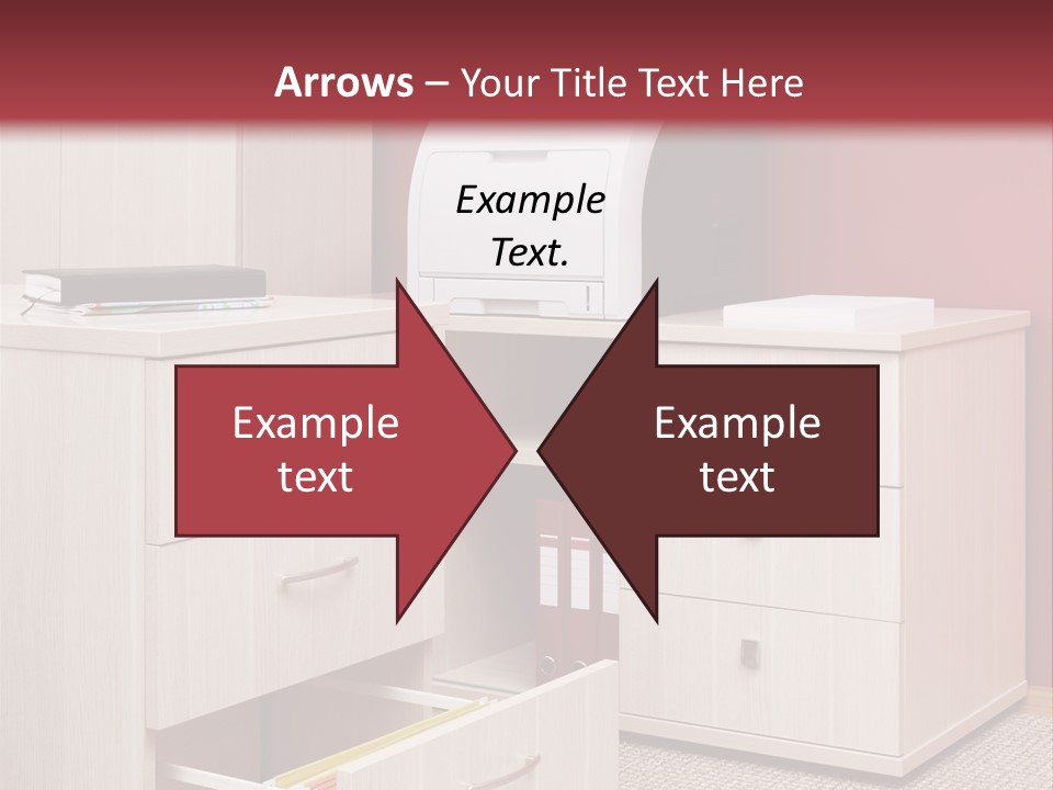A Computer Desk With A Printer On Top Of It PowerPoint Template