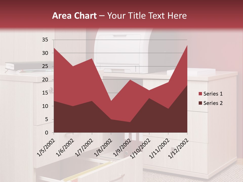 A Computer Desk With A Printer On Top Of It PowerPoint Template