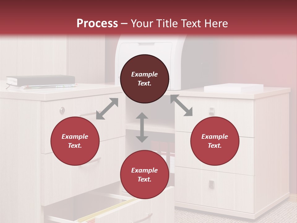 A Computer Desk With A Printer On Top Of It PowerPoint Template