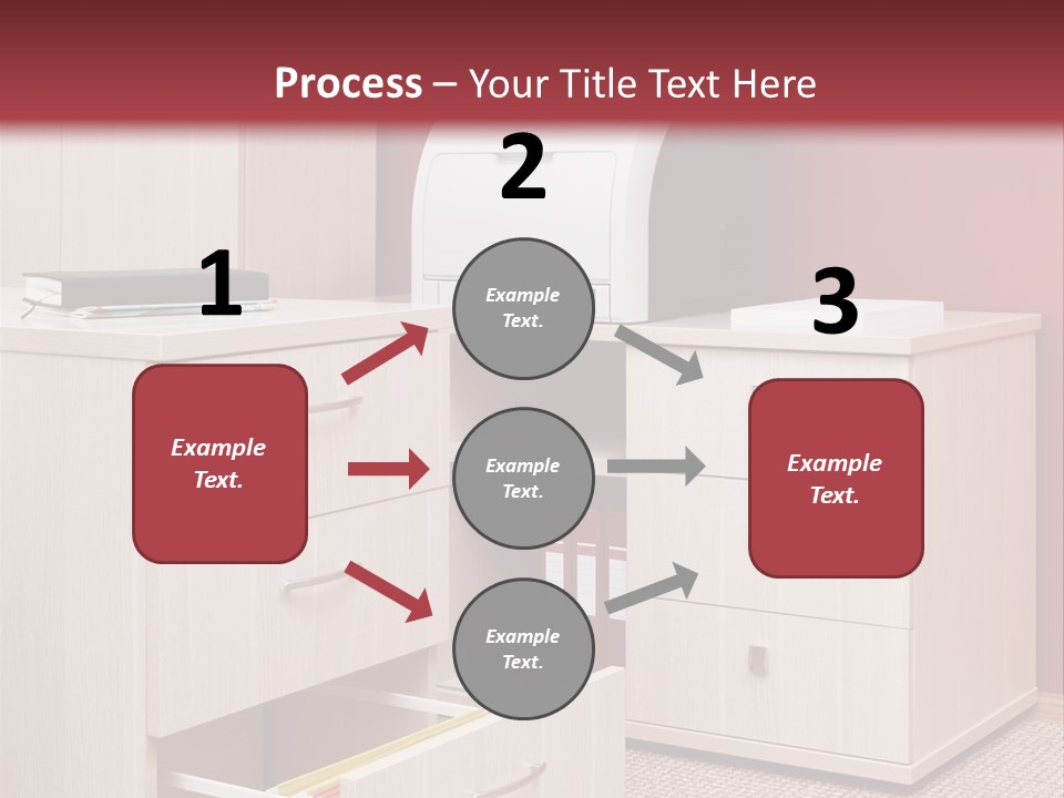A Computer Desk With A Printer On Top Of It PowerPoint Template