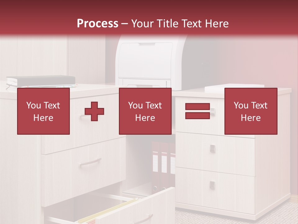 A Computer Desk With A Printer On Top Of It PowerPoint Template