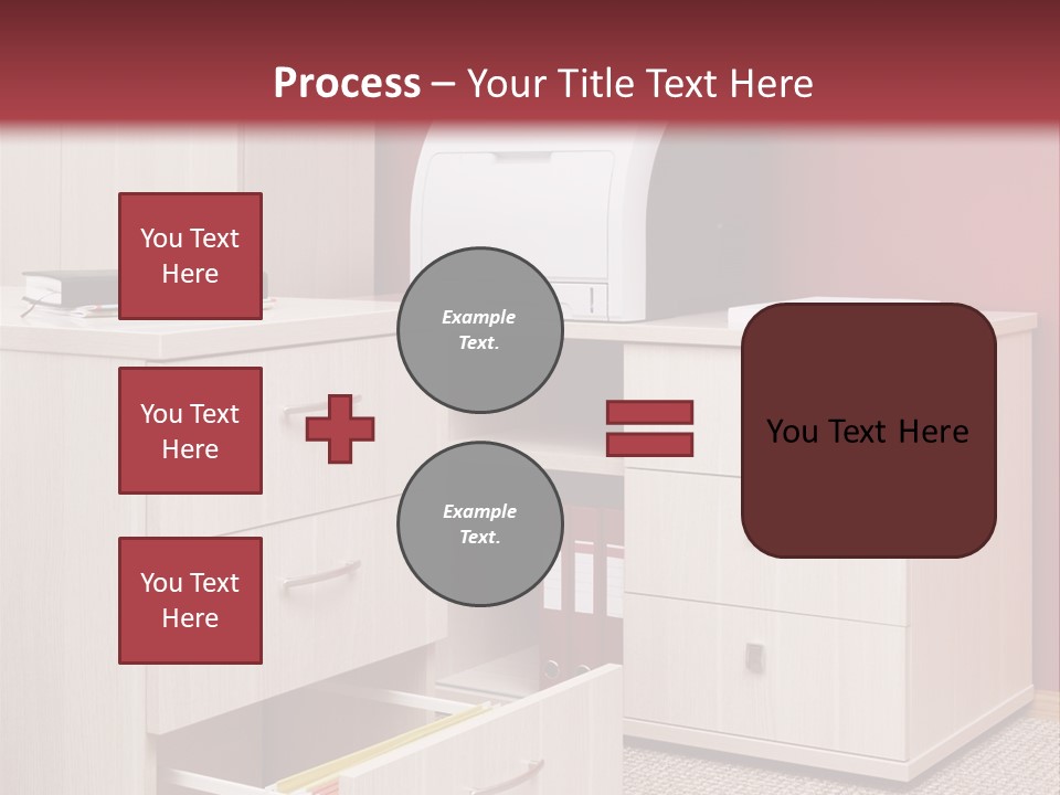 A Computer Desk With A Printer On Top Of It PowerPoint Template