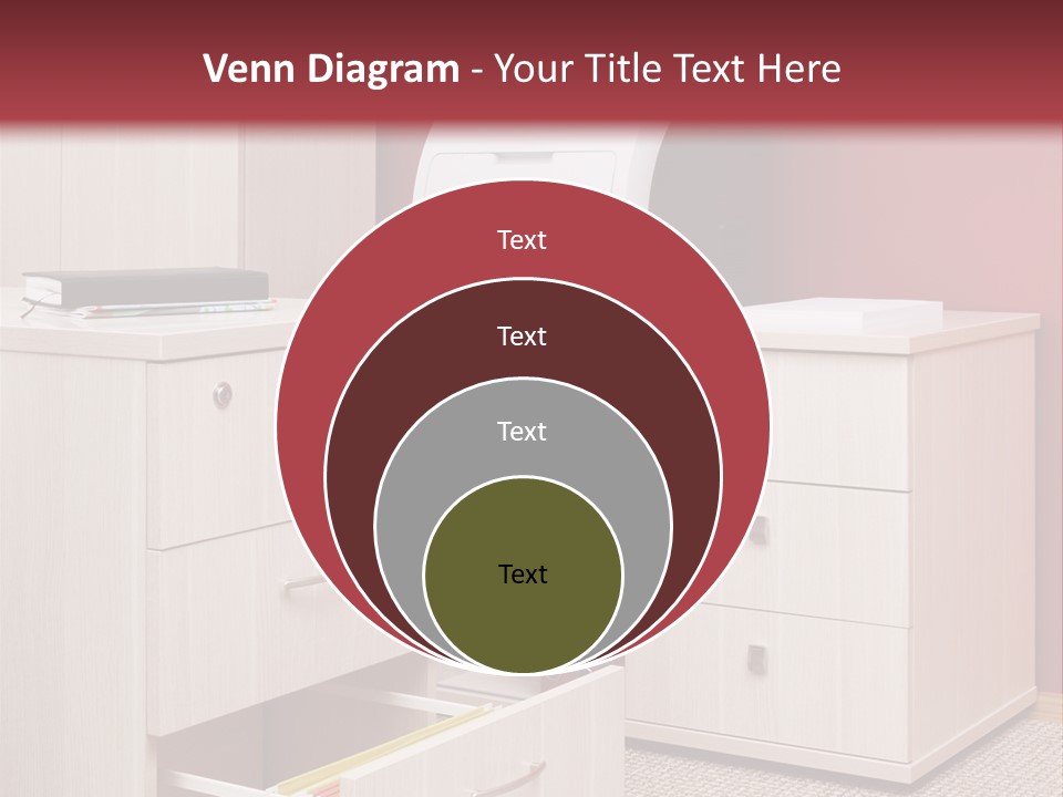A Computer Desk With A Printer On Top Of It PowerPoint Template