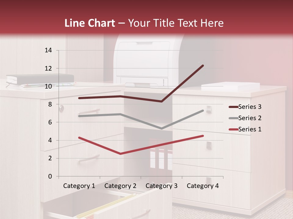 A Computer Desk With A Printer On Top Of It PowerPoint Template