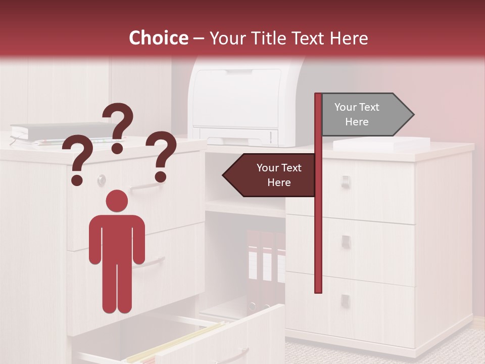 A Computer Desk With A Printer On Top Of It PowerPoint Template