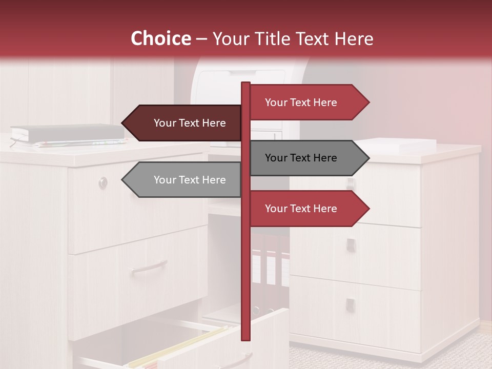A Computer Desk With A Printer On Top Of It PowerPoint Template