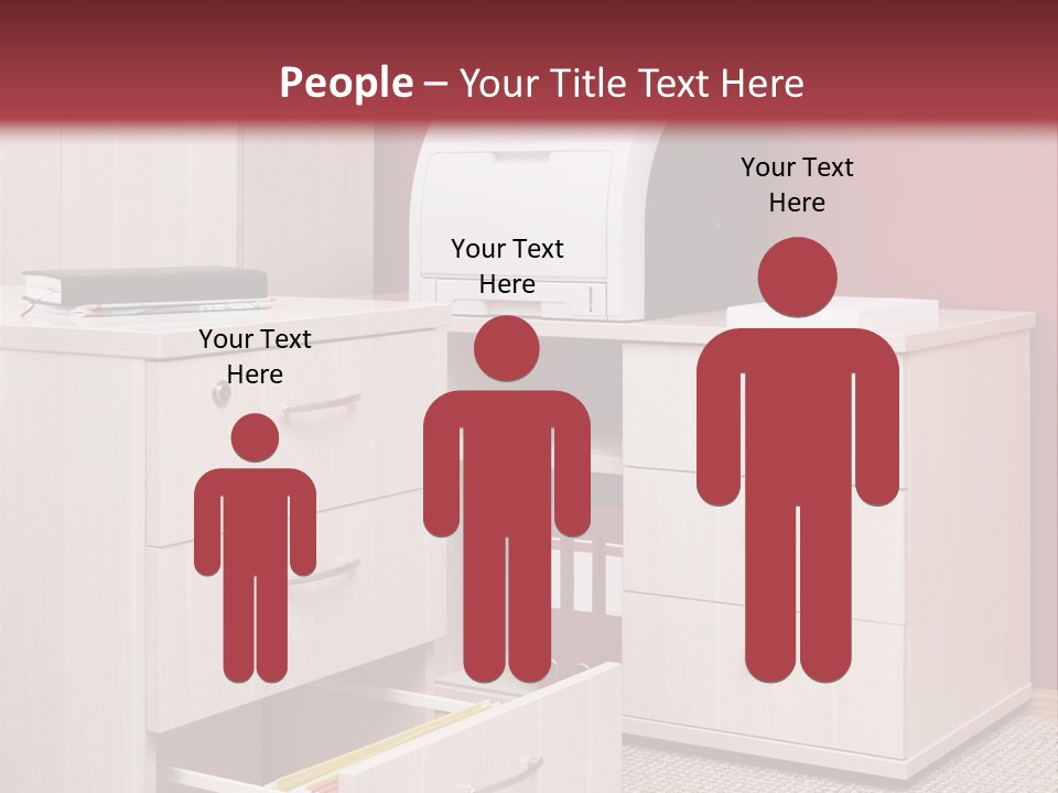 A Computer Desk With A Printer On Top Of It PowerPoint Template