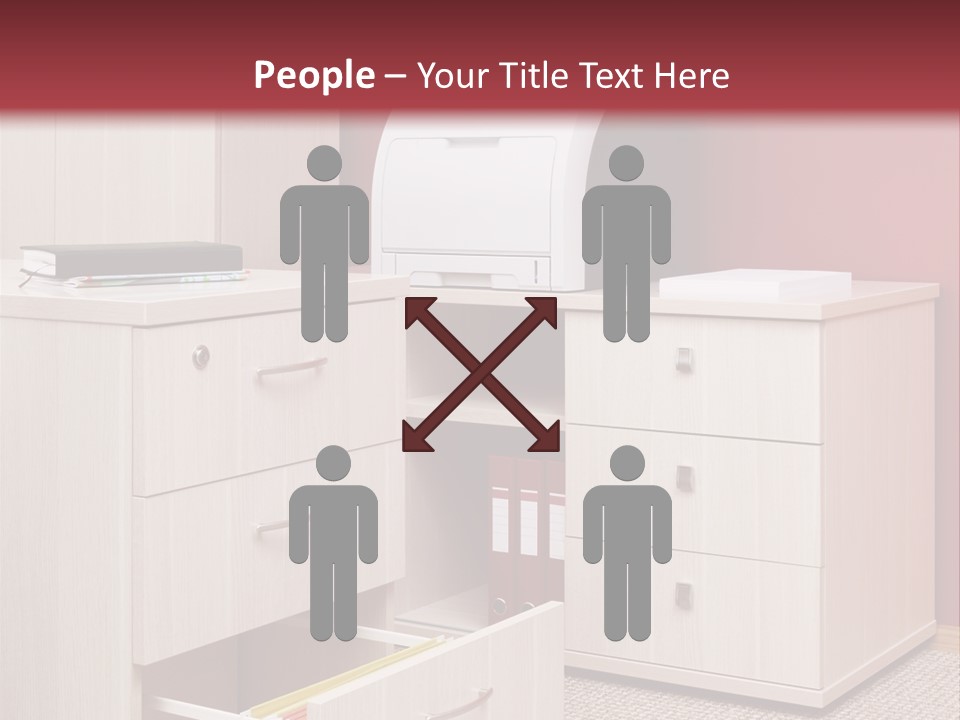 A Computer Desk With A Printer On Top Of It PowerPoint Template