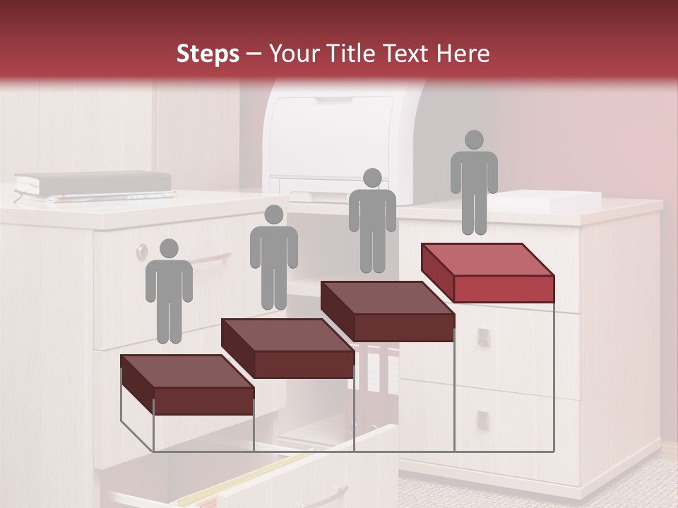 A Computer Desk With A Printer On Top Of It PowerPoint Template